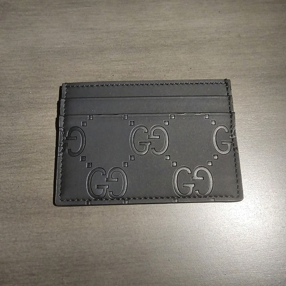 Gucci GG Mens Black Rubber Effect Leather Card Holder - Picture 4 of 7